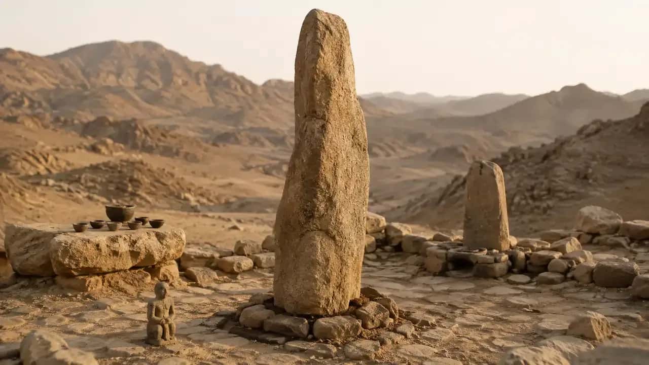 بازسازی تاریخی سنگ مقدس بیشمایل و اشیای آیینی در عربستان پیش از اسلام